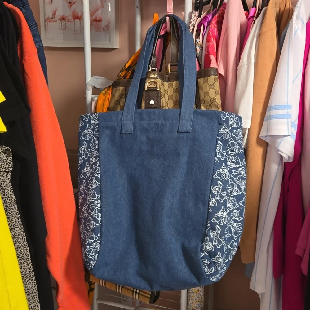 NWT Stitch large denim Tote zip top - Picture 3 of 5